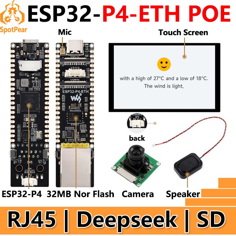 Esp32 P4 - ESP32-P4-ETH RJ45 POE DSI/MIPI Layar LCD
