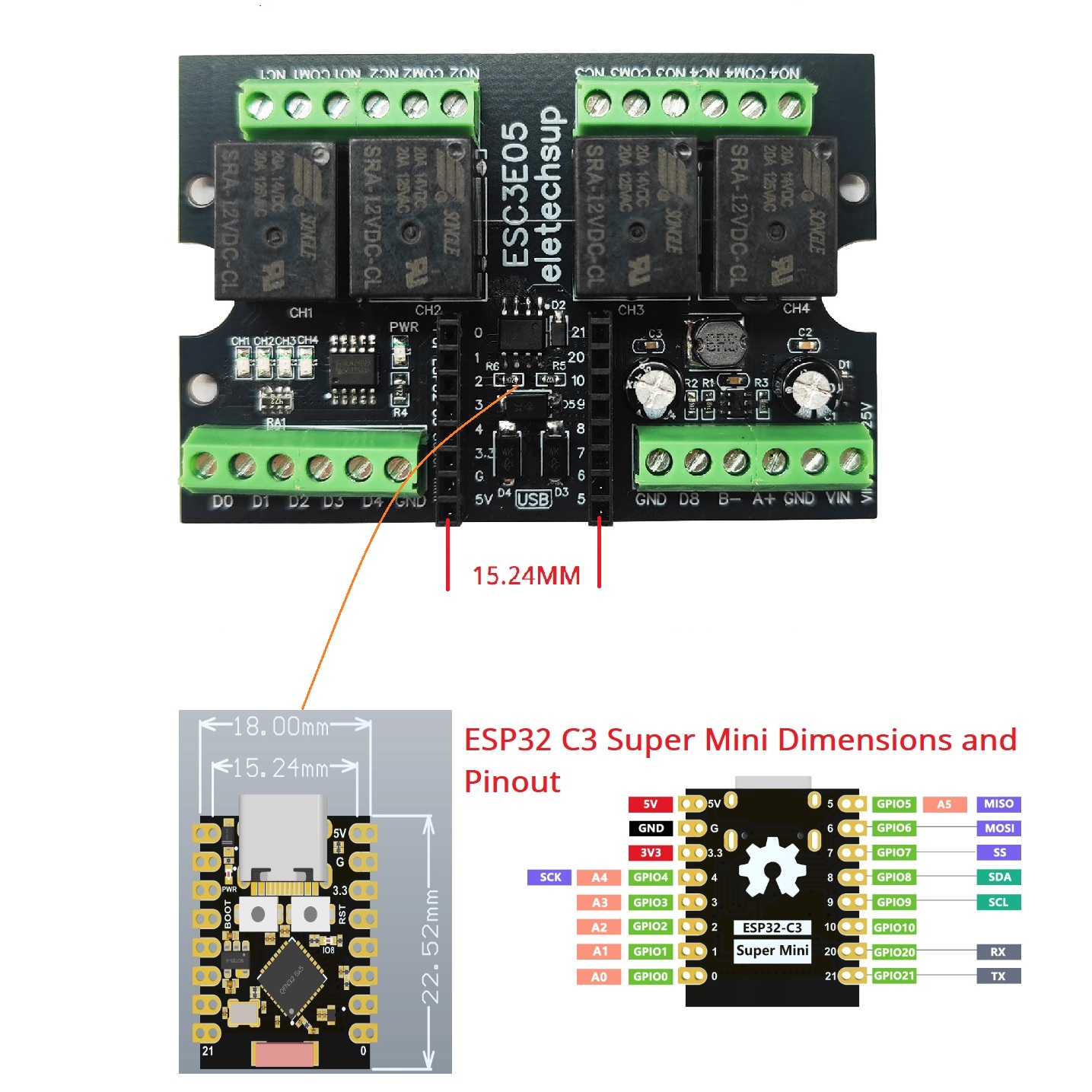 ESC3B04 ESP32-C3 Papan Relai I - Esp32 C3 ulasan dan harga