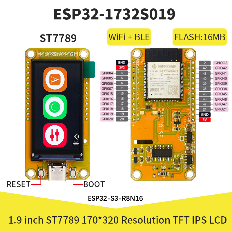 ESP32-S3, Layar IPS LCD 1,9 in - Esp32 Wifi Bluetooth Module ulasan dan harga